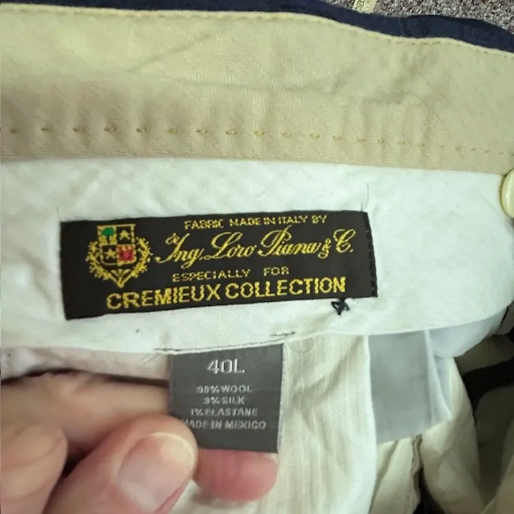 Daniel Cremieux/Loro Piana Navy Blue Wool Silk Single Pleat Cuffed Pants 40X29